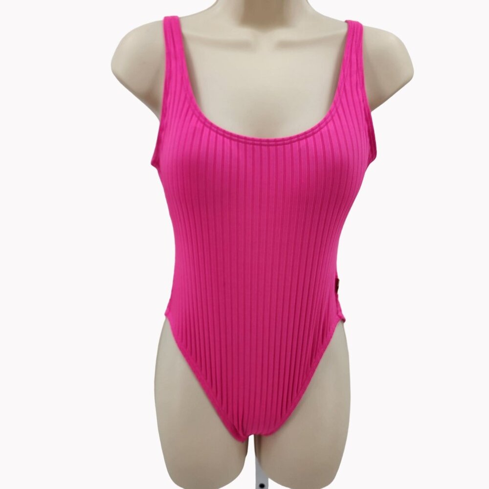 Michael Kors Size 8 Hot Pink Ribbed Wireless One Piece Swimsuit NWOT